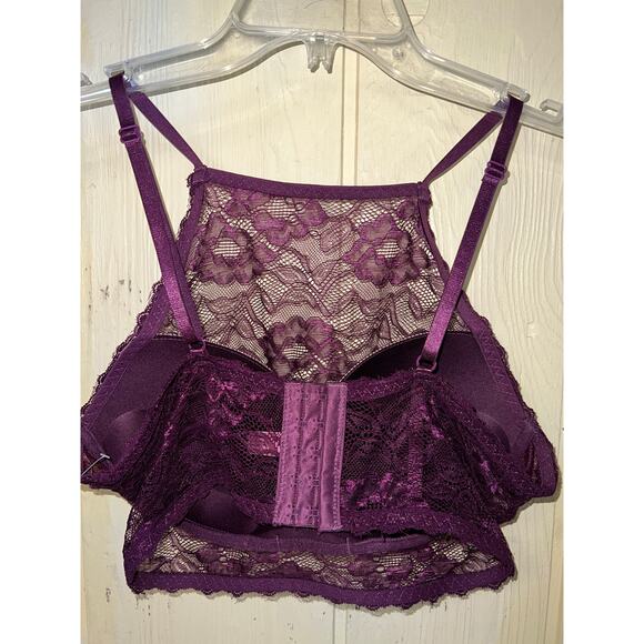 34C Marilyn Monroe Intimates Bralette Push Up Padded Bra Longline Purple Top - Picture 6 of 6
